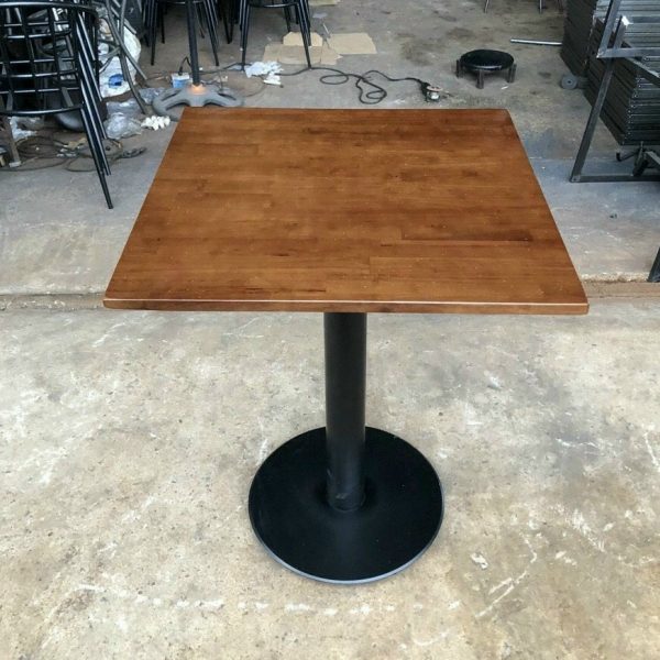 Bàn cafe chân sắt mặt gỗ vuông