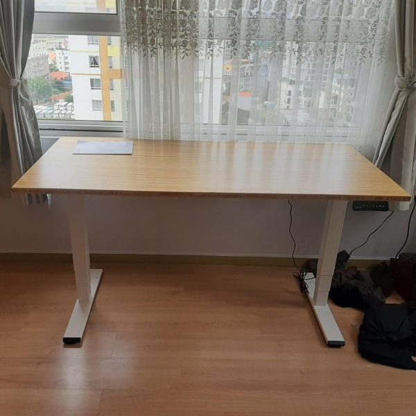 Bàn làm việc chân sắt mặt gỗ ghép cao cấp