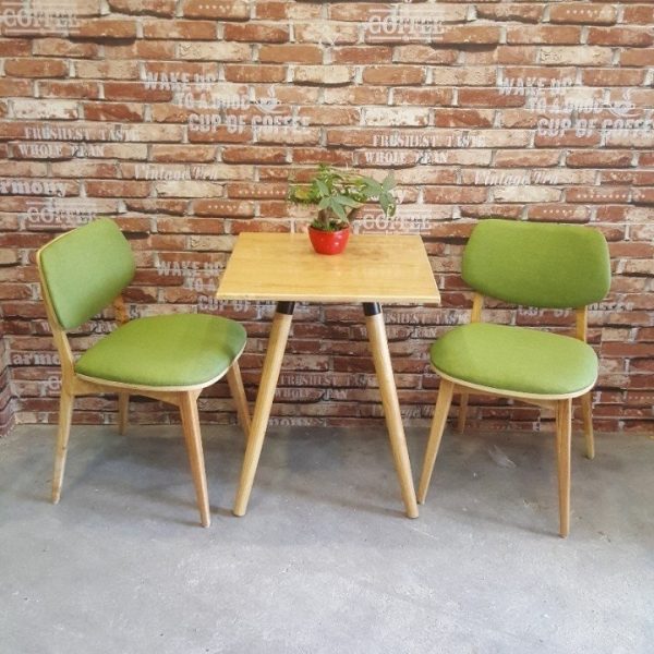 Bộ bàn ghế cafe nệm vải nhung 2 ghế