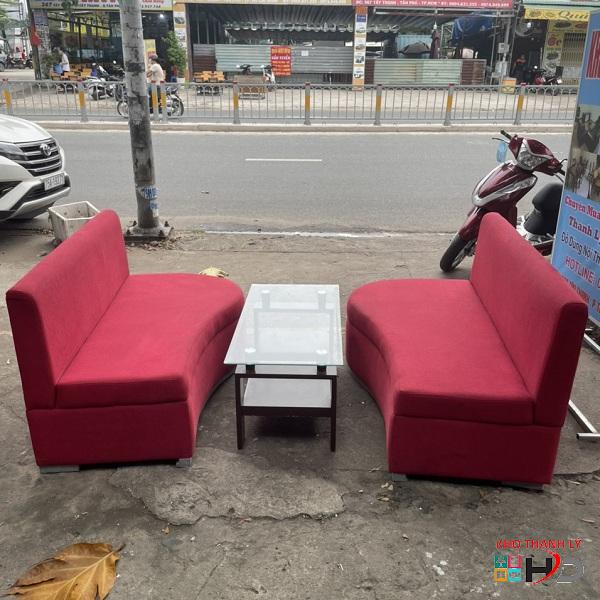 Bộ sofa bọc vải cũ màu đỏ giá rẻ