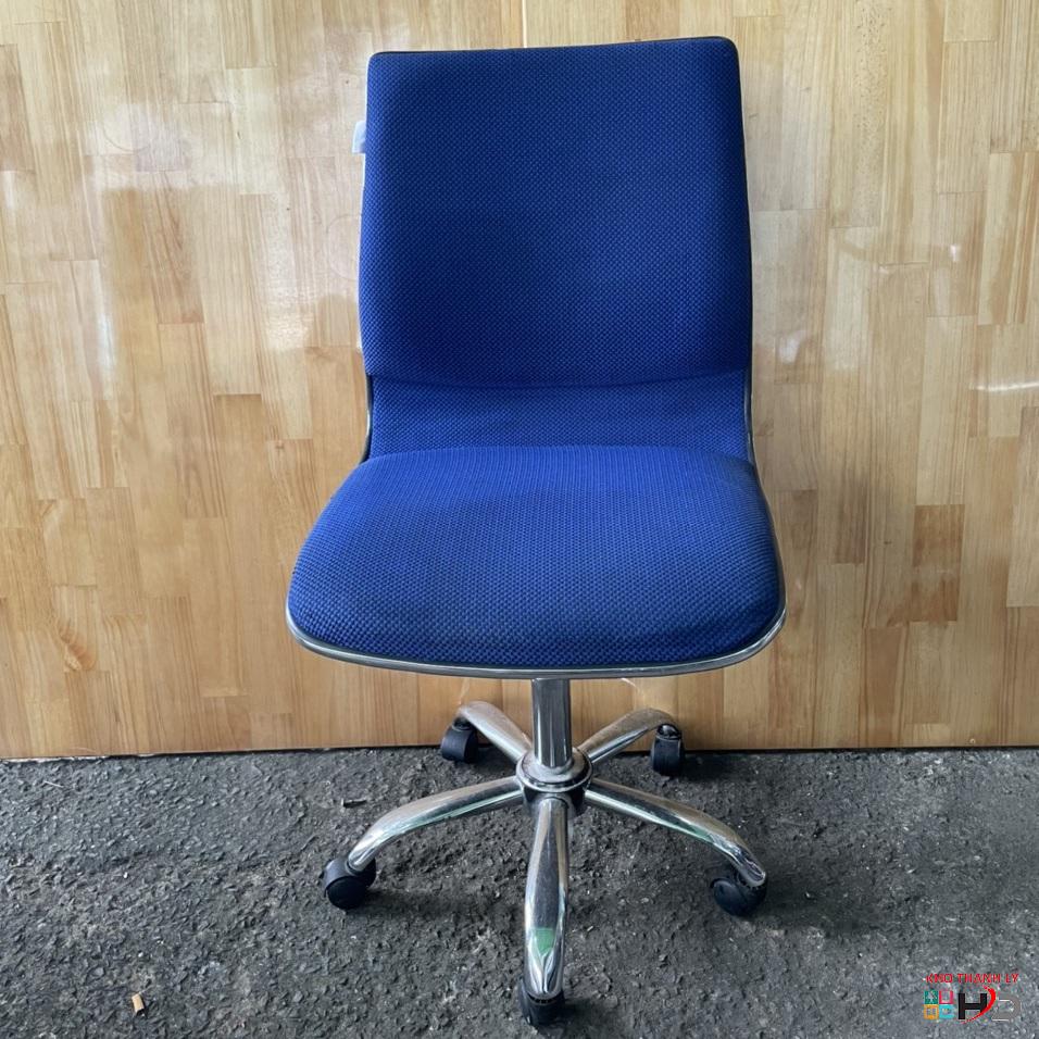 ghe xoay van phong chan inox khong tay mau xanh