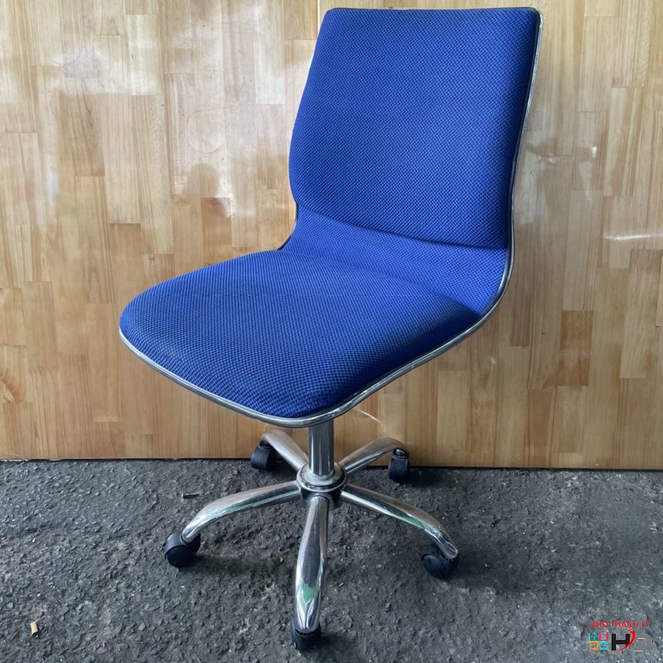 ghe xoay van phong chan inox khong tay mau xanh1