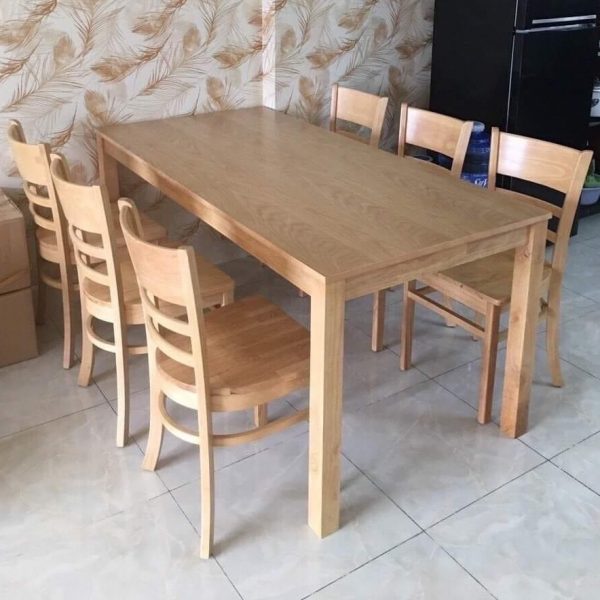 Bộ bàn ghế cabin 6 ghế gỗ tự nhiên