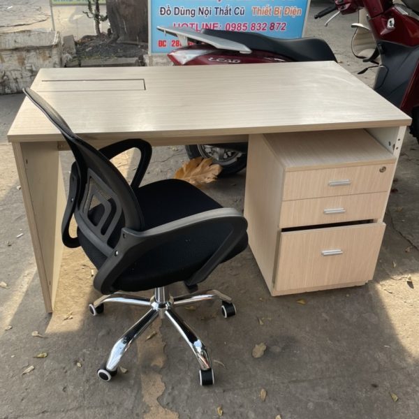 Bàn ghế làm việc cũ kèm cabinet di động