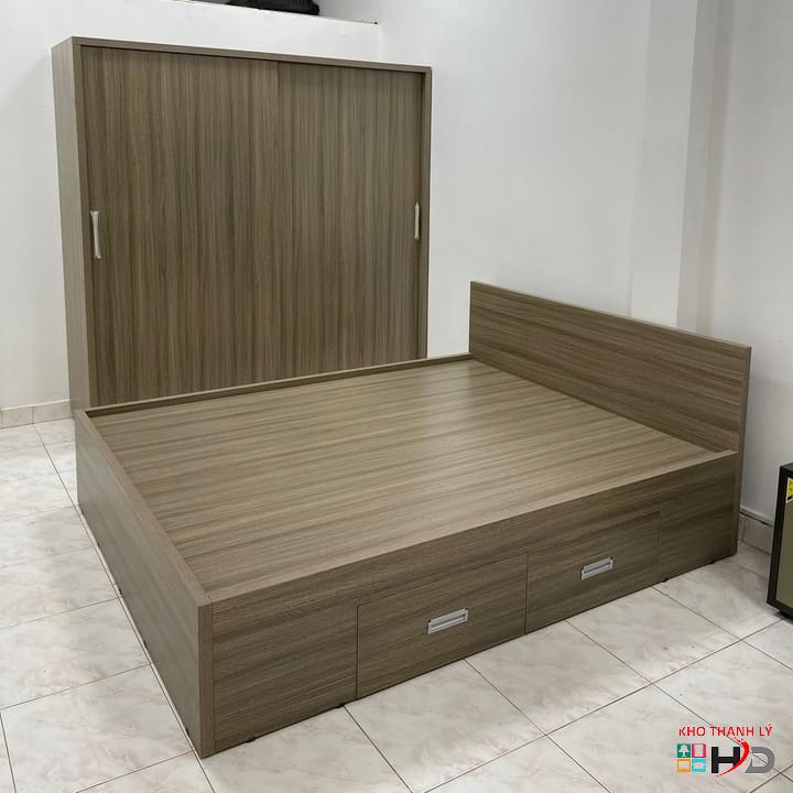 combo tu quan ao + giuong MDF