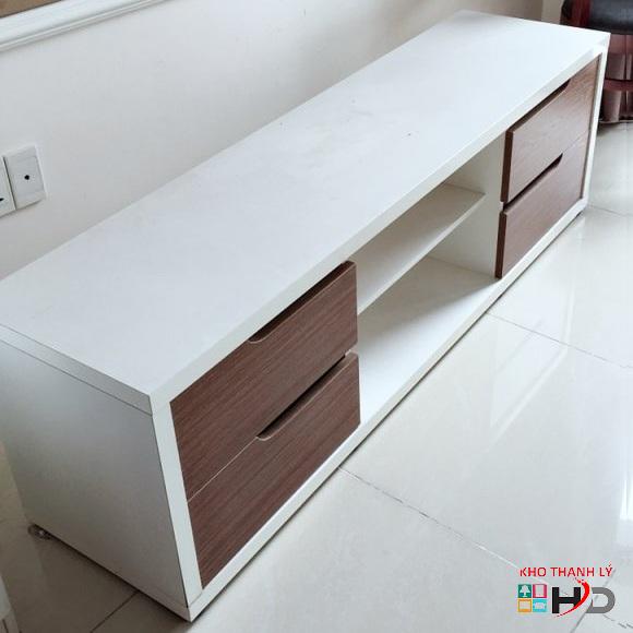 Kệ tivi cũ 1m8 MDF trắng nâu