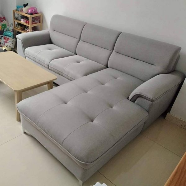 Bộ sofa góc chữ L bọc nỉ cũ màu xám