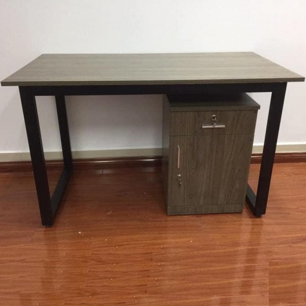 Bàn làm việc chân sắt chữ U kèm cabinet