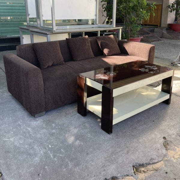 Bộ sofa bọc vải cũ màu nâu thanh lý giá rẻ