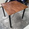 Bàn cafe xếp chân sắt mặt gỗ ghép cũ