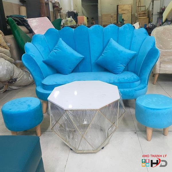 Bộ sofa vương miện màu xanh thanh lý giá rẻ