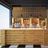 Quầy bar cafe chữ L gỗ cao su