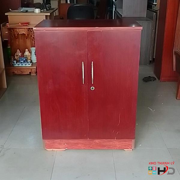 Tủ hồ sơ thấp 2 cánh nâu đỏ cũ
