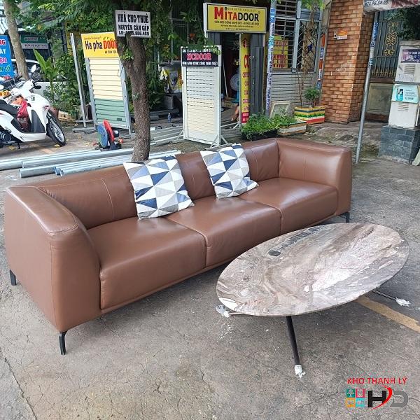 Băng sofa bọc da nhập khẩu cũ màu nâu