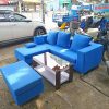 Bộ sofa góc L bọc vải cũ màu xanh