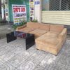 Bộ sofa chữ L cũ bọc vải nhung màu nâu