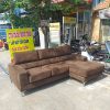 Sofa chữ L cũ bọc vải nhung màu nâu