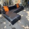 Sofa Chữ L Bọc Da Màu Đen