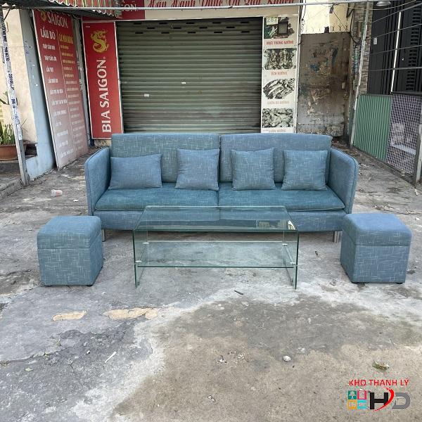 sofa bang mau xanh Sofa băng màu xanh kèm bàn