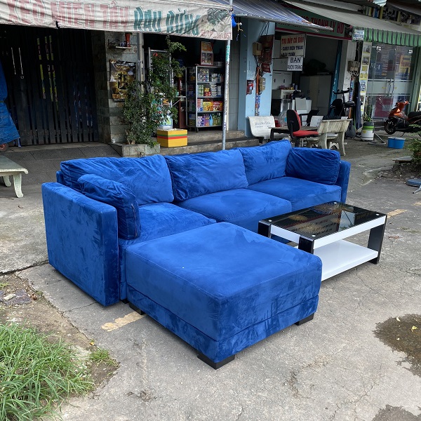 Bộ sofa chữ l nệm bọc vải kèm bàn thanh lý