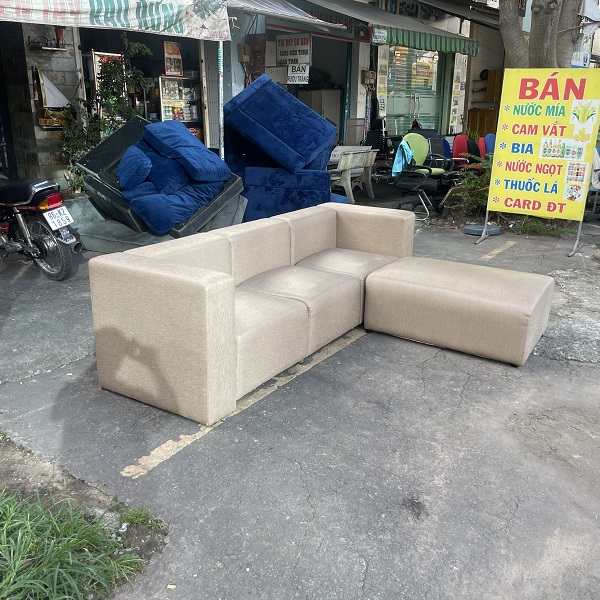 sofa bọc da chữ l thanh lý 1