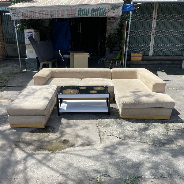 Bộ sofa Chữ L nệm bọc vải cao cấp kèm bàn