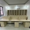 Thanh lý bàn làm việc chân sắt 6 chỗ có vách ngăn