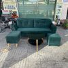 Bộ sofa bọc vải nhung màu xanh thanh lý kèm bàn