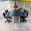 Bàn họp văn phòng 6 ghế nệm bọc vải đen thanh lý