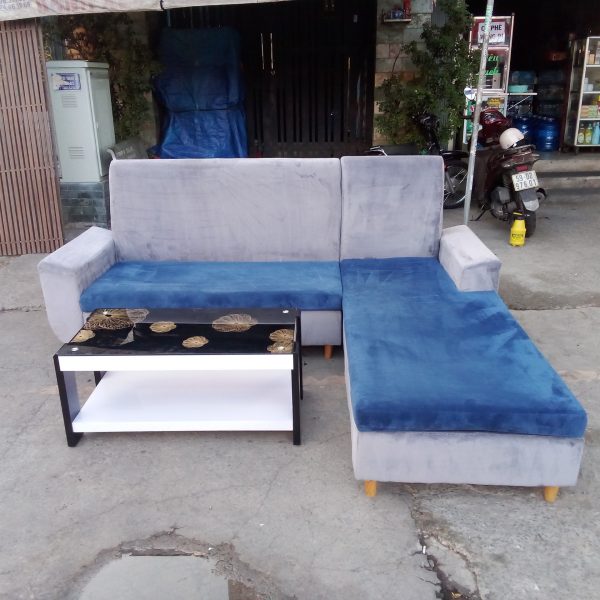 Bộ bàn ghế sofa l bọc vải nhung thanh lý