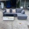 Bộ Sofa chữ l bọc vải màu xanh kèm bàn thanh lý