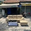 Ghế sofa băng bọc da kèm bàn thanh lý