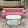 Bộ bàn ghế sofa bọc vải màu hồng thanh lý