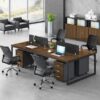 cụm bàn làm việc 4 chỗ ngồi cao cấp kèm hộc tủ