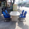 Bộ bàn họp ovanl 4 ghế chân quỳ thanh lý