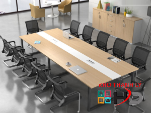 Bàn họp chân sắt 2m4 có mặt điện âm