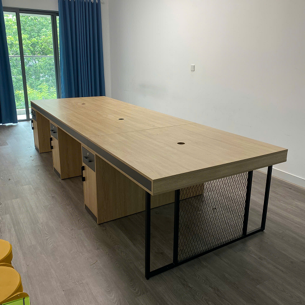 Cụm bàn làm việc 6 chỗ kèm hộc tủ