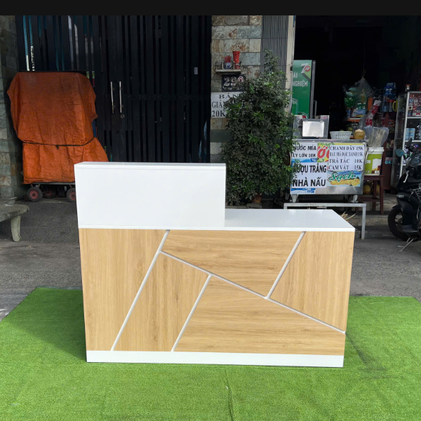 Quầy lễ tân 1m4 trắng vân gỗ